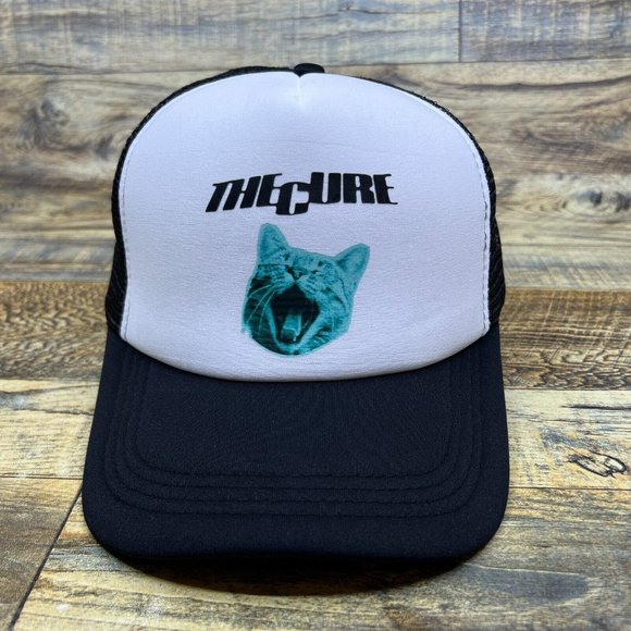 The Cure Mens Trucker Hat Black Snapback Alt Rock Punk 70s Bank Baseball Cap - Picture 2 of 8